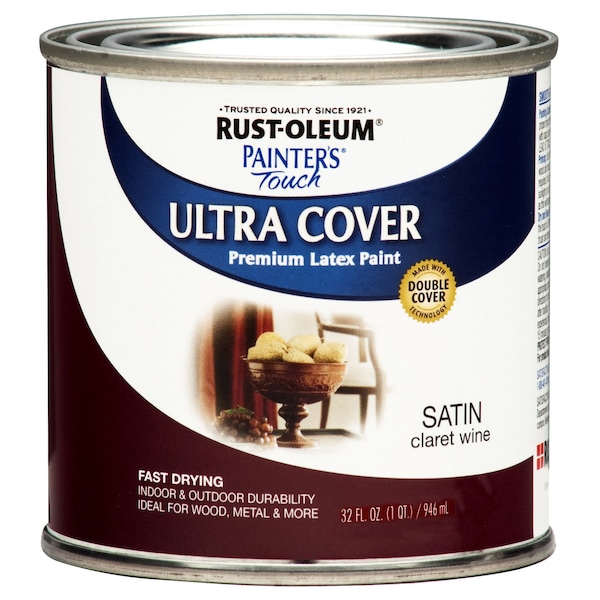 Rust-Oleum Interior/Exterior Paint, Satin, Claret Wine, Quart 240286 - main